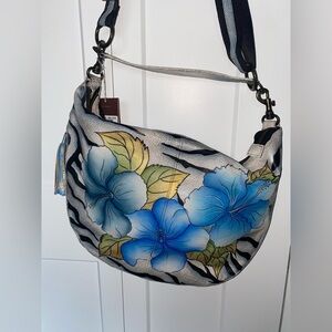 Anuschka NWT Large Hobo Hibiscus Bag Purse with Dust Bag has marks